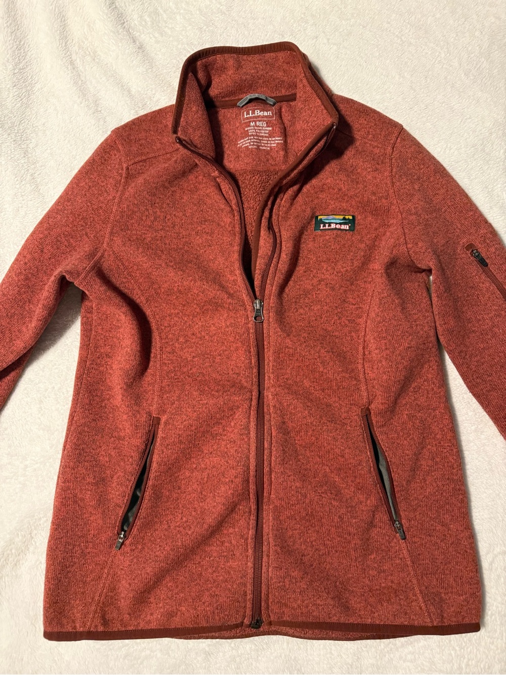 L.L. Bean Women's Zip-Up Teddy Jacket in Burnt Orange